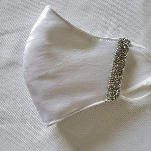 White Bling Face Mask with Adjusters
